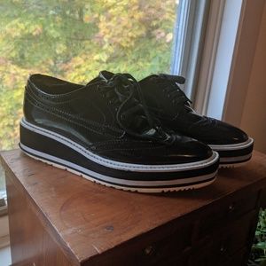 Prada shoes women's platform brogues